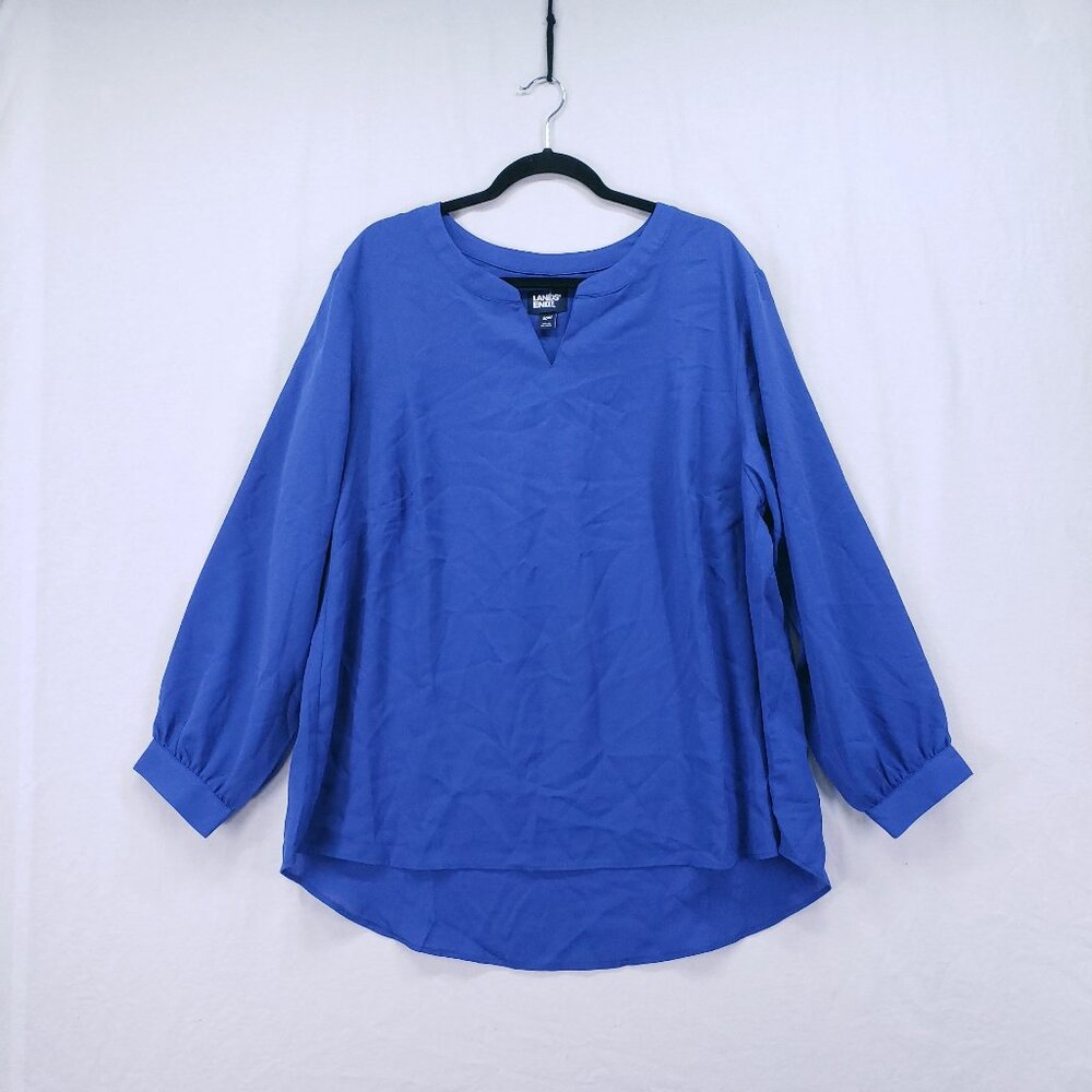 Lands' End Solid Royal Blue Lightweight Formal Modest Blouse Plus Size 20W